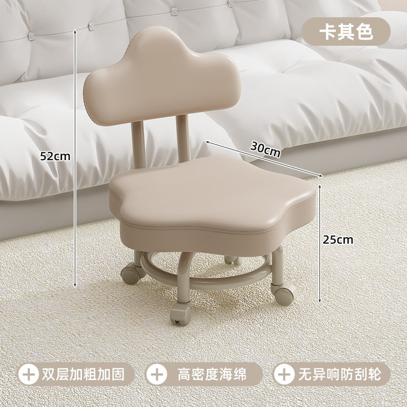 Swivel caster stool, portable shoe-changing stool for doorways, household living room and bedroom rolling stool, low stool with seamless edges, perfect for wiping floors and taking care of kids