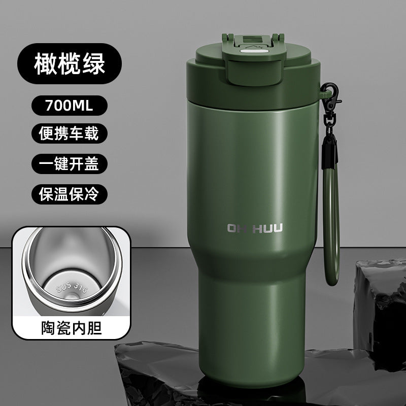 316 big mac thermos cup large capacity water cup cold ice cup stainless steel liner double drinking straw cup personalized