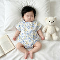 Newborn baby summer clothes - lightweight romper for young girls, summer princess style, japanese-inspired short-sleeve bodysuit