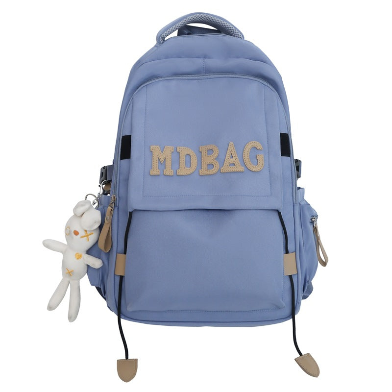 New schoolbag, girls, college students, high school students, burgundy backpack, junior high school students, large-capacity burden reduction backpack