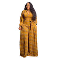 European and american cross-border women's clothing  new collection: african-inspired sweet floral tie-top and high-waisted wide-leg pants set