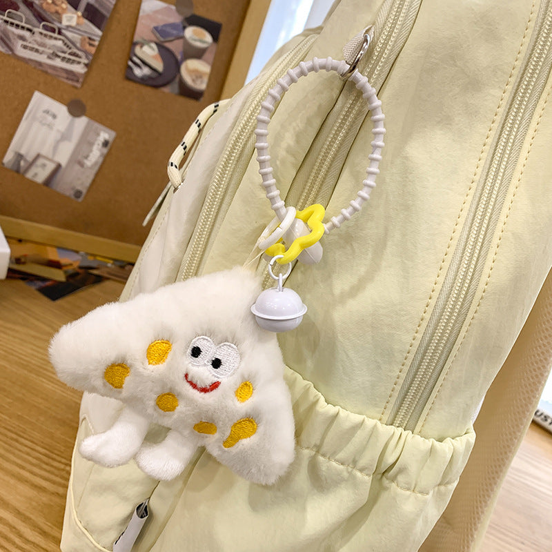 New plush charm backpack - cute japanese style, large capacity, lightweight school bag for middle school girls, plush double shoulder bag