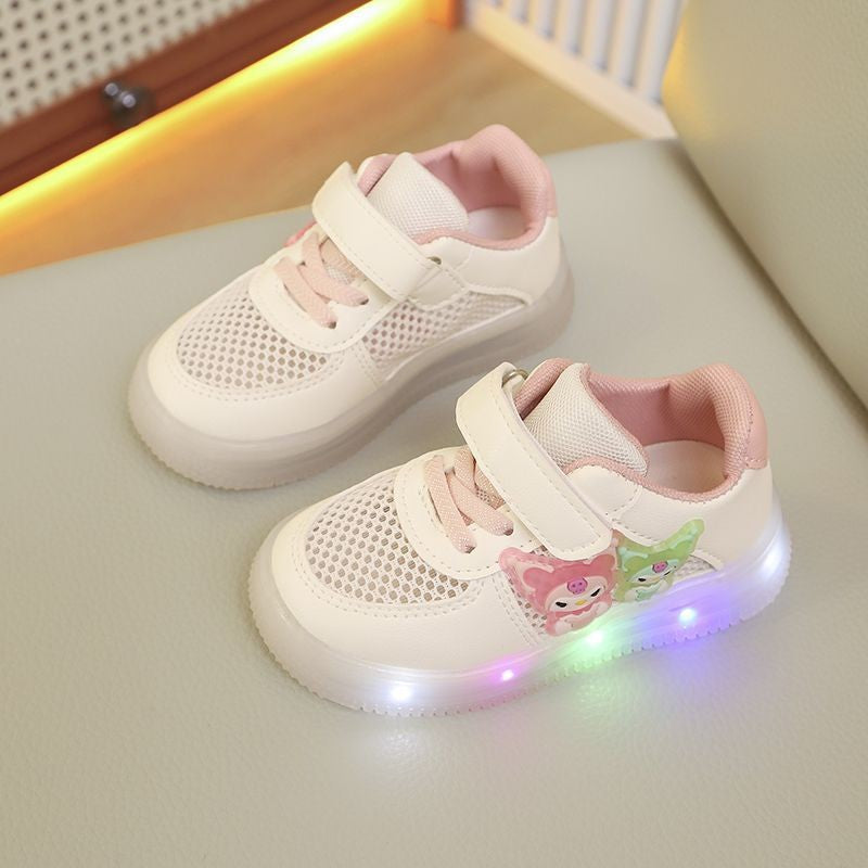 spring/autumn new princess kids' sports shoes - leather upper, led light-up, casual shoes for toddlers and young children (ages 1-6)