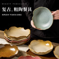Japanese retro ceramic bowl for home stoneware stylish fruit salad dessert bowl good-looking kiln creative tableware