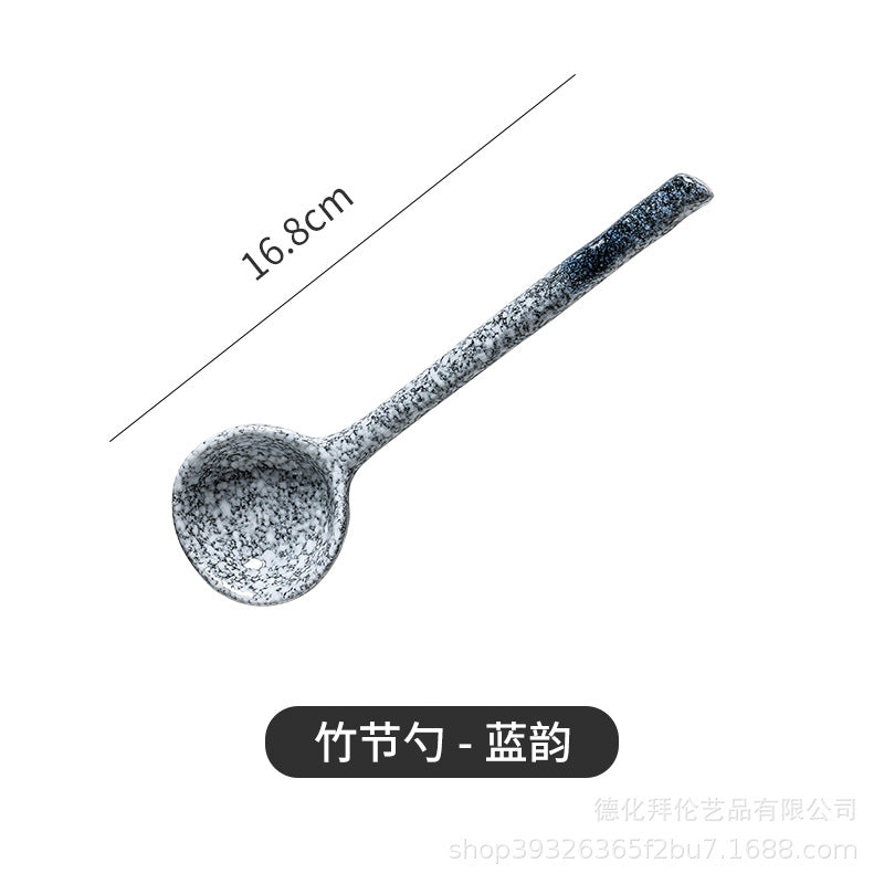 Large soup spoon for home ceramic spoon long handle soup drinking high temperature resistant spoon creative japanese large spoon spoon porridge spoon