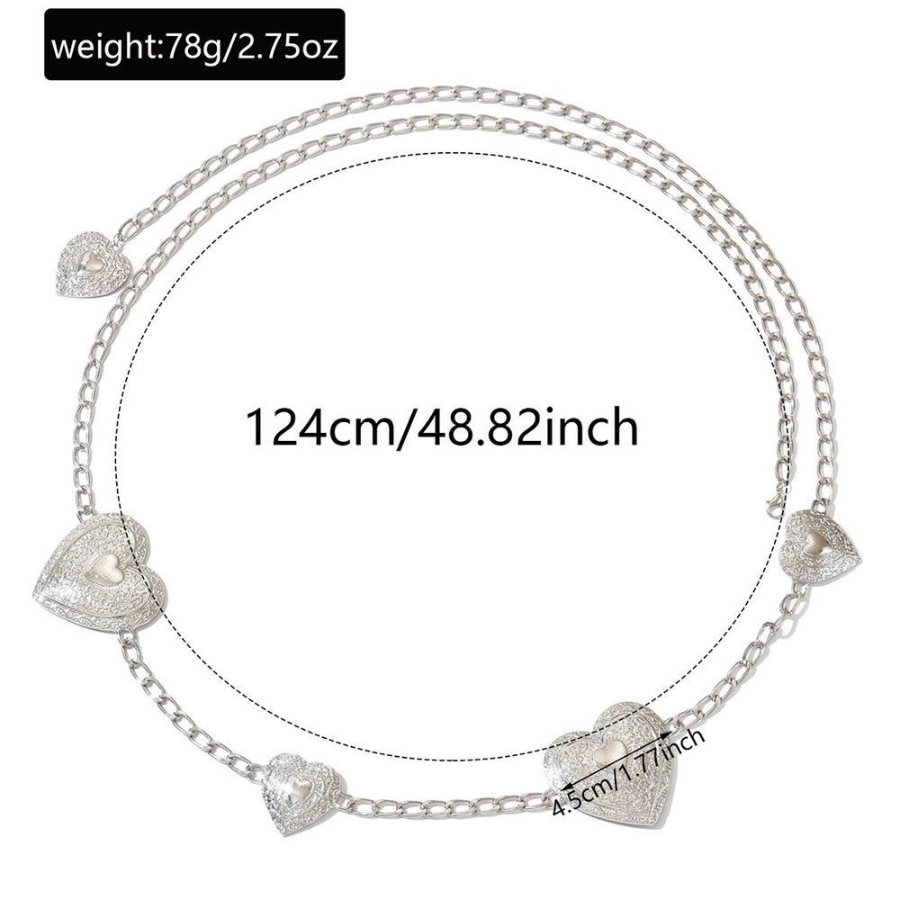 Wholesale metal waist chain - european & american cross-border accessories - women's punk metal style - unique heart design body chain belt