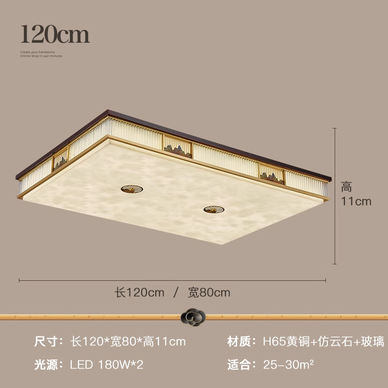 [Jiangshan] 2024 high-end new Chinese ceiling lamp, marble living room lamp zen square bedroom Chinese style