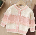Girls' knit sweater and pants set - new autumn/winter  collection - handmade floral detail, cardigan sweater and pants outfit for little girls