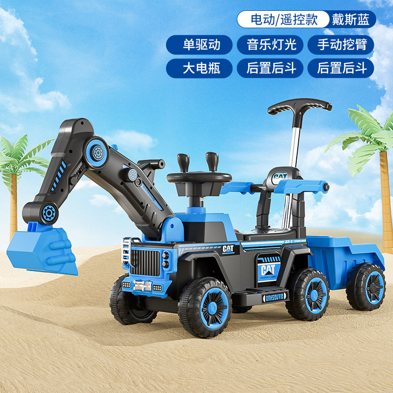 New children's excavator electric seated four-wheeled car large toy excavator baby remote control excavator