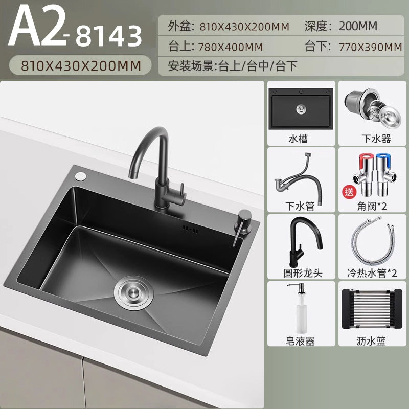 Nojo sink large single slot double slot modified single slot thickened sus304 stainless steel kitchen sink on the table middle and lower