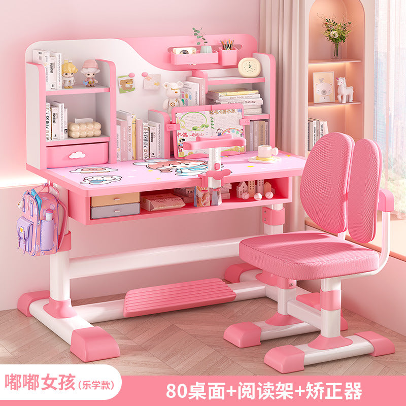 Children's study table Household primary school students Writing homework desk Simple children's desks and chairs Lifting table set