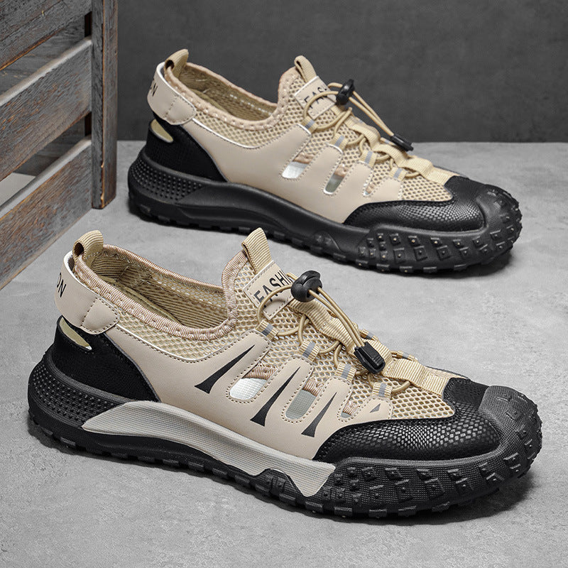 2026 summer new mesh hollow-out sandals soft sole breathable beach shoes versatile comfortable athletic casual trendy men's shoes