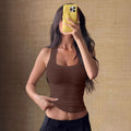 fashiony2k hot girl pure coloreasiest for matchhalter t-shirttops women's clothing  summer  independent station
