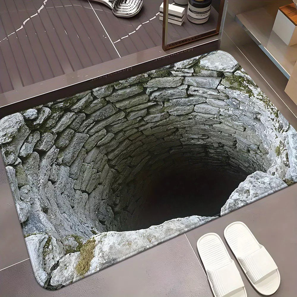 visual trap floor mat flannelfor home bathroom toilet absorbent non-slip mat entrance door mat