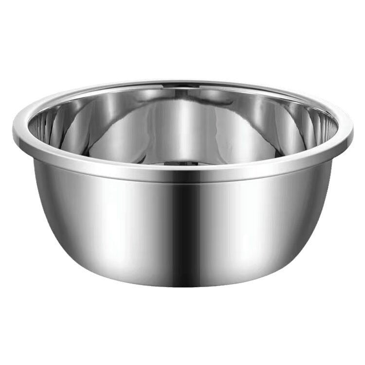 Food grade stainless steel basin for home kitchen egg beating basin drain basket non-magnetic thickened large reverse edge european style basin