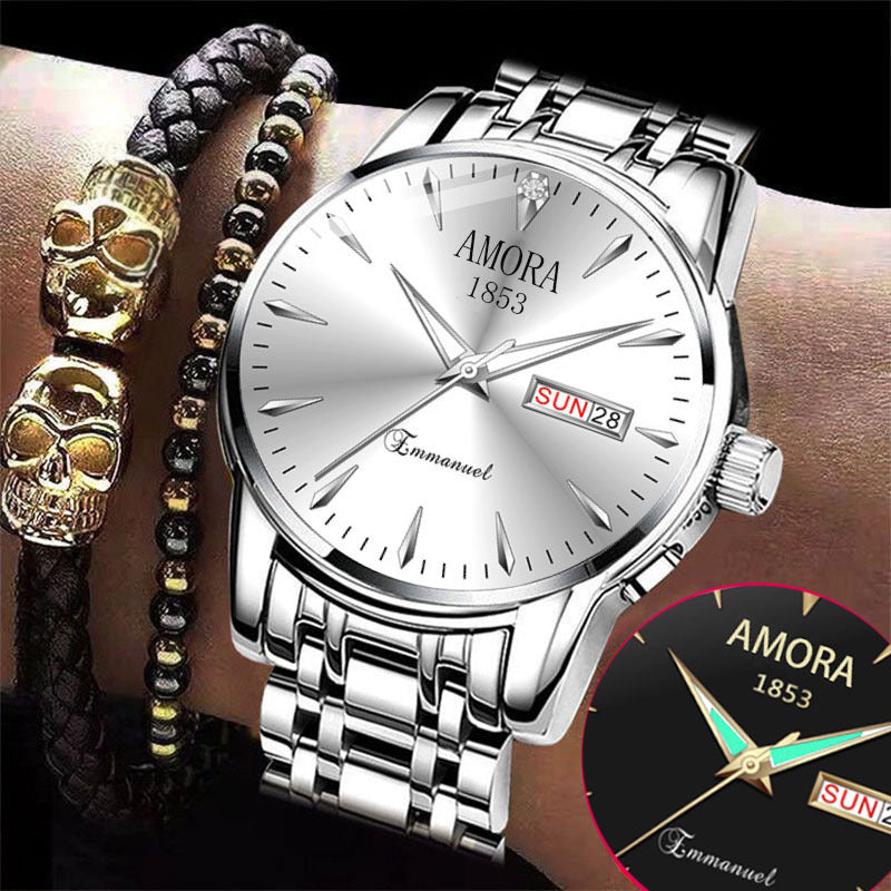 Wholesale amora men's watch - business casual luminous dual calendar non-mechanical casual wristwatch - cross-border waterproof