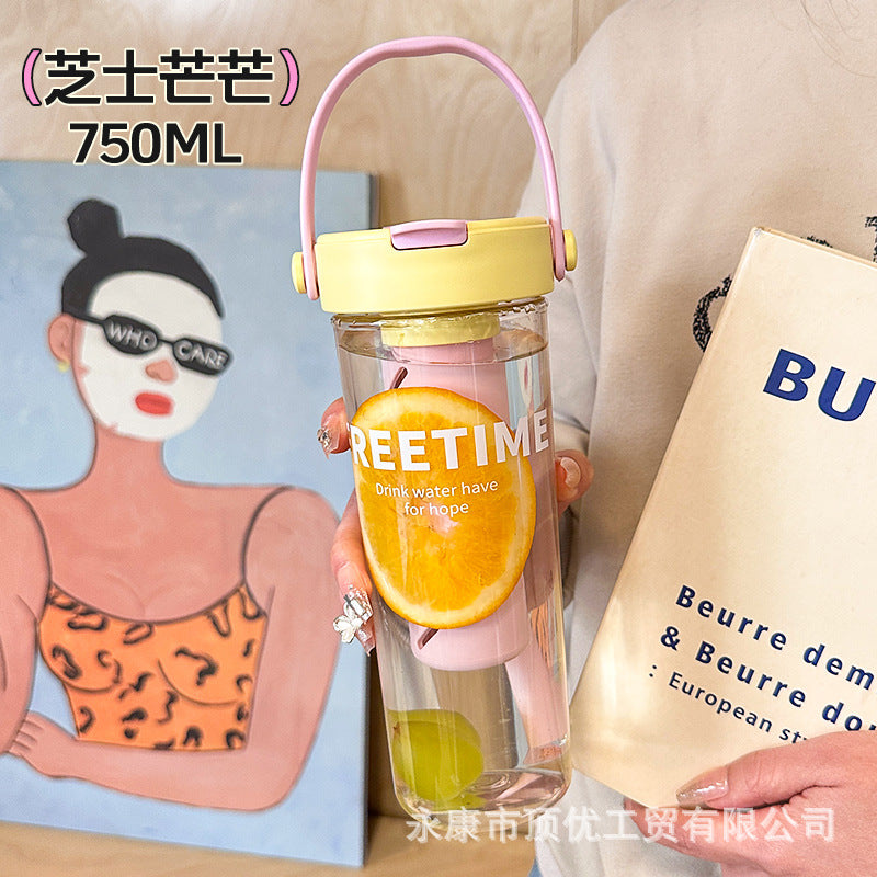 New arrival large-capacity scented tea cup for girls and students, portable straw cup, good-looking tea water separation fruit tea cup