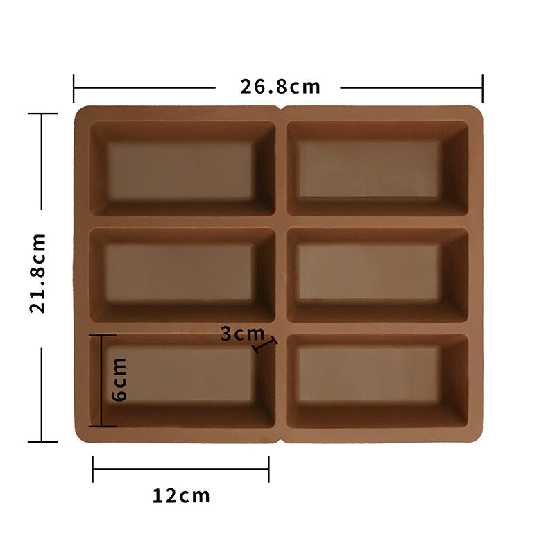 Cross-border supply of food-grade silicone high temperature resistant chocolate molds, six rectangular silicone chocolate molds