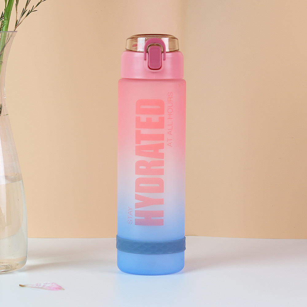 Carefully selected popular gradient color plastic cup, drop-resistant and leak-proof, outdoor sports straw cup, pop-up lid, large-capacity portable water cup