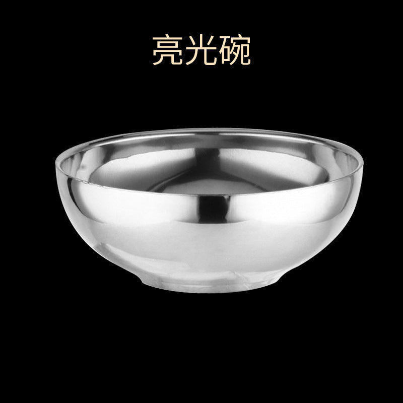 Thickened double-layer platinum bowl, 304 stainless steel children's rice bowl, insulated instant noodle bowl, student canteen ramen bowl, soup bowl