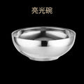Thickened double-layer platinum bowl, 304 stainless steel children's rice bowl, insulated instant noodle bowl, student canteen ramen bowl, soup bowl