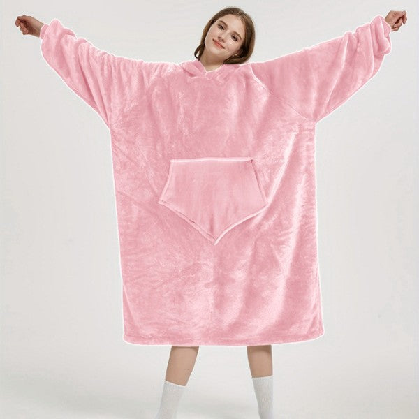 New women's pullover pajamas - warm, fleece-lined, hooded loungewear - tv factory direct, longline cold weather protection