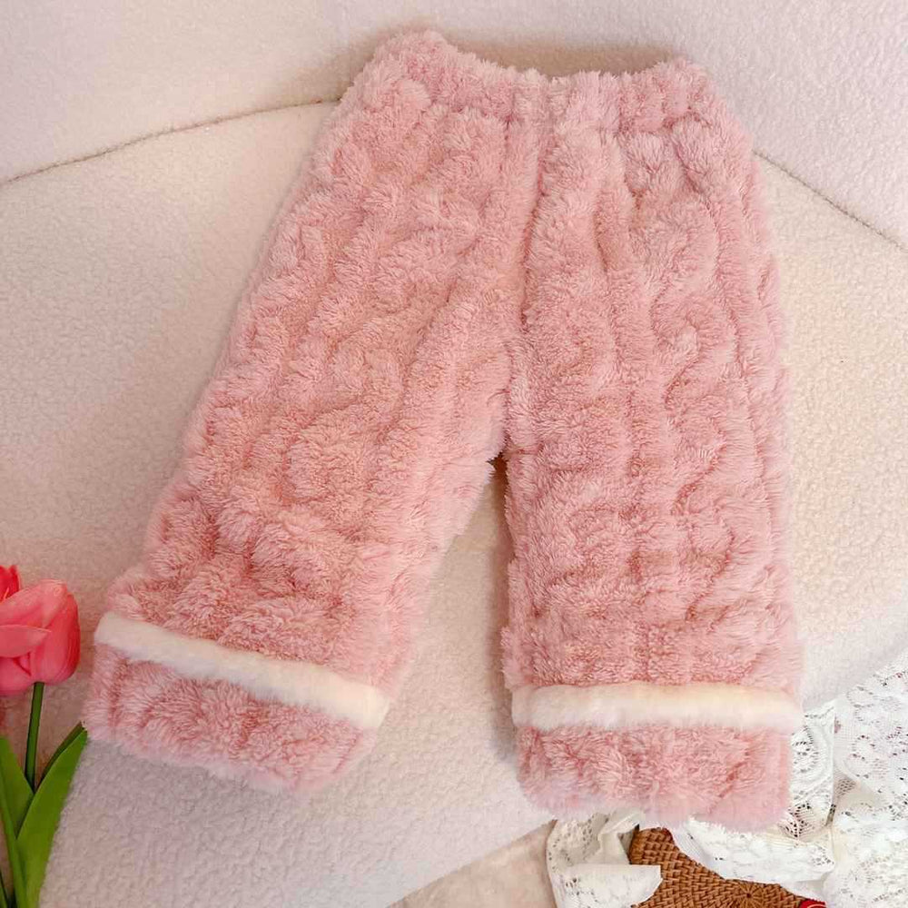 Three-layer thickenedfleece-linedthickenedgirlfall and winter flannel pajamas chinese style heattechsuitkids baby home clothes
