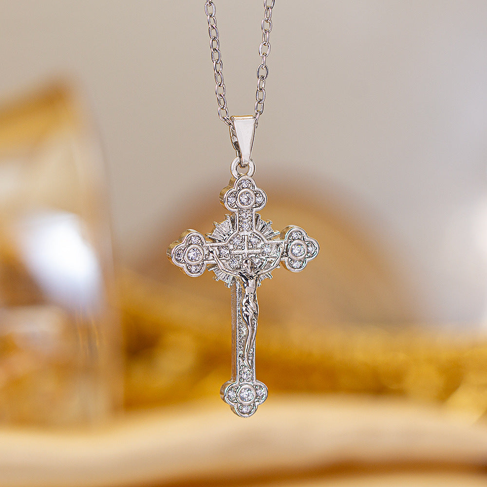 popular copper micro-embedded accessible luxury cross necklace for women fashioneasiest for matchelegant non-fading clavicle chain jewelry