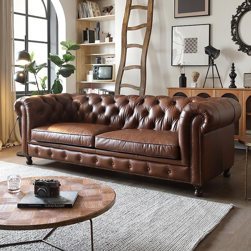export genuine leather sofa living room european style sofa high-end luxury american retro oil wax leather sofa wholesale