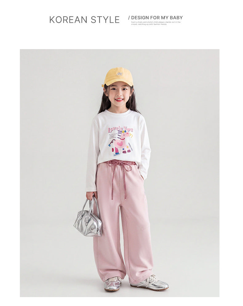 autumn new cartoon girls' and children's korean style soft and skin-friendly top, korean style long-sleeved t-shirt base layer