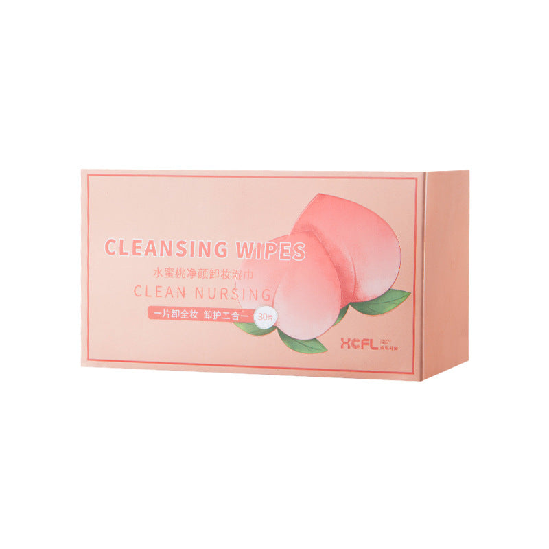 Colorful fenling water peach scented makeup remover wipes 30 pieces, independent and portable, gentle cleansing, soft and not harmful to the skin