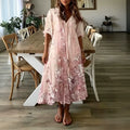 summer european and american cross-border v-neck loose-fit printed dress
