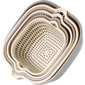 Double-layer vegetable basin drain basket six-piece set kitchen fruit washing tray living room for home square vegetable washing basin vegetable basket