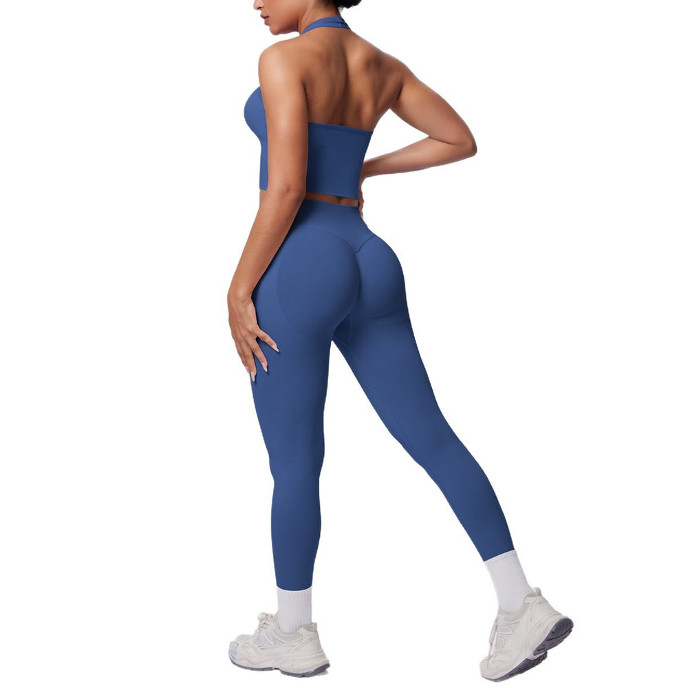 new arrival seamless halter neck beautiful back yoga clothes peach butt tight breathable outdoor running fitness sports suit