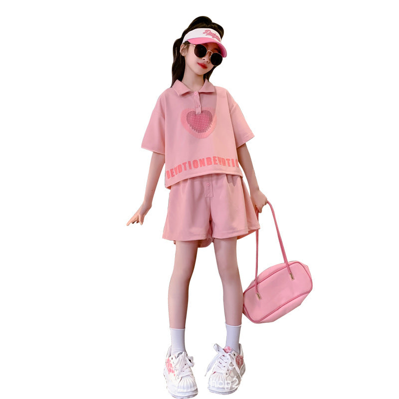 Girls' summer activewear set : trendy & stylish shorts & top set for kids & teens - perfect for summer casual wear