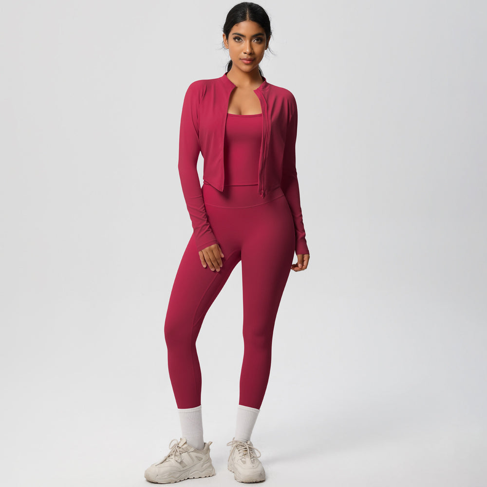 New cloud-like outdoor casual compression yoga set - quick-dry, high-waisted, slimming fitness activewear three-piece set