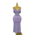 Export cross-border elegancepure color one shoulder suspender silmdress female summer pure lust style high waistelegant hip skirt
