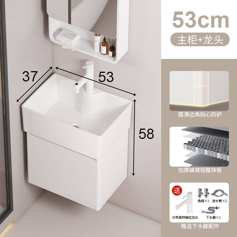 Small apartment circular arc bathroom cabinet deepened wash basin space honeycomb aluminum washbasin cabinet combined toilet washbasin