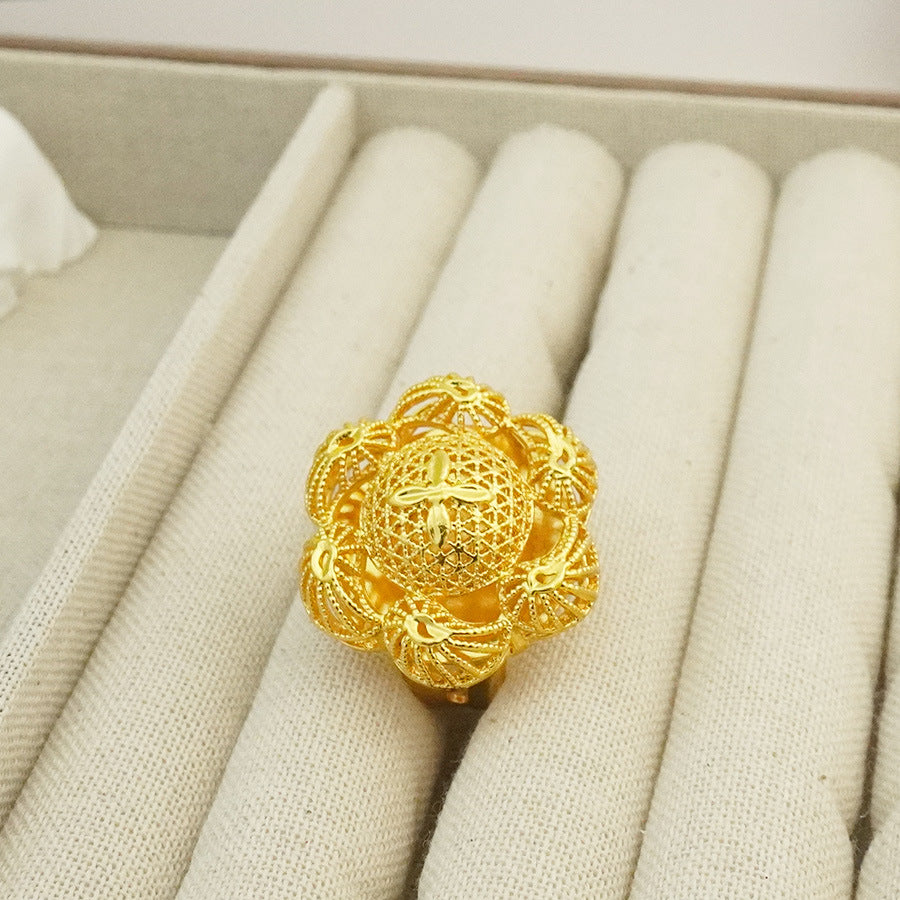 Women's fashion luxury hollow leaf ring adjustable size bridal wedding birthday party, christmas gift