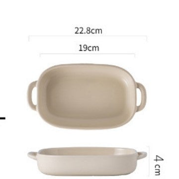 Scandinaviancasualpure color double ear handle baking dish round baking dish restaurant hotel creative baked rice plate ceramic plate plate