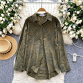 Fashionable fashionable fashionable shirt women  new arrival relaxed casualloose single breasted printing long sleevestops women