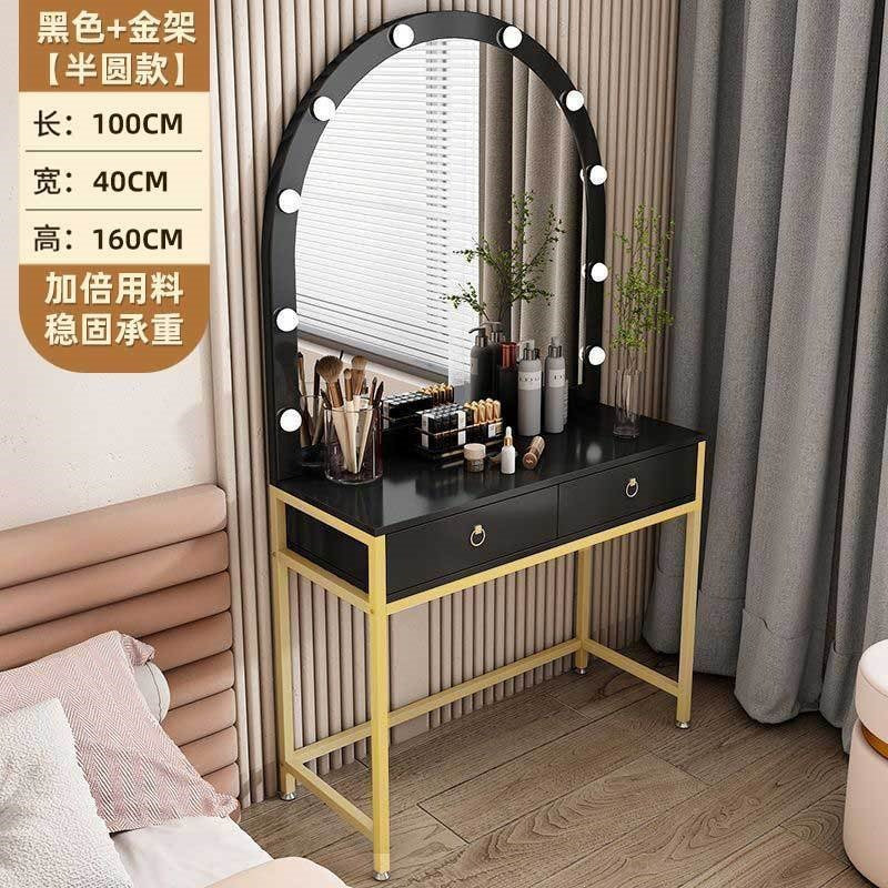 Vanity table with light, portable makeup desk for home use, small apartment vanity, modern minimalist makeup table, photo studio makeup table