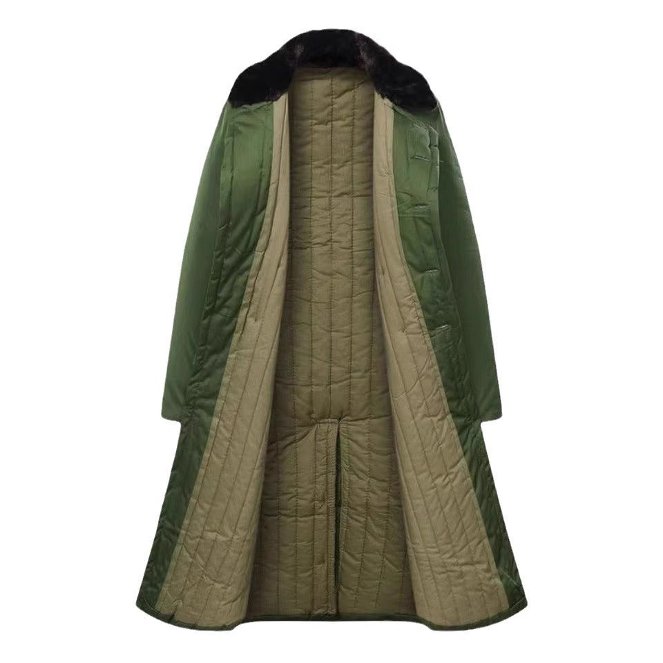 Work cold storage cold clothing Northeast cotton-padded jacket yellow-green coat long winter thickened new military coat men's cotton-padded coat