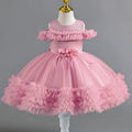 Ready-to-ship new children's formal dress - off-the-shoulder tulle princess dress for baby girls' first birthday