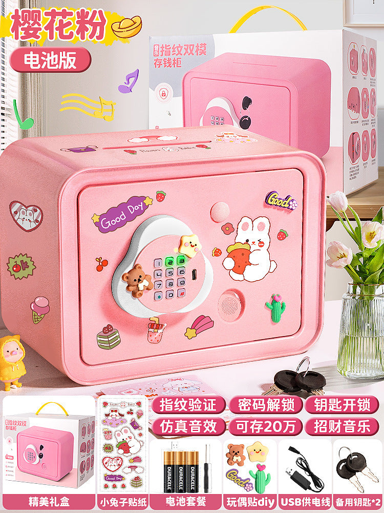 Piggy Bank 2024 New Children's Girls Only Can't Get In Safe Cabinet Boys Large Capacity Password Box Savings