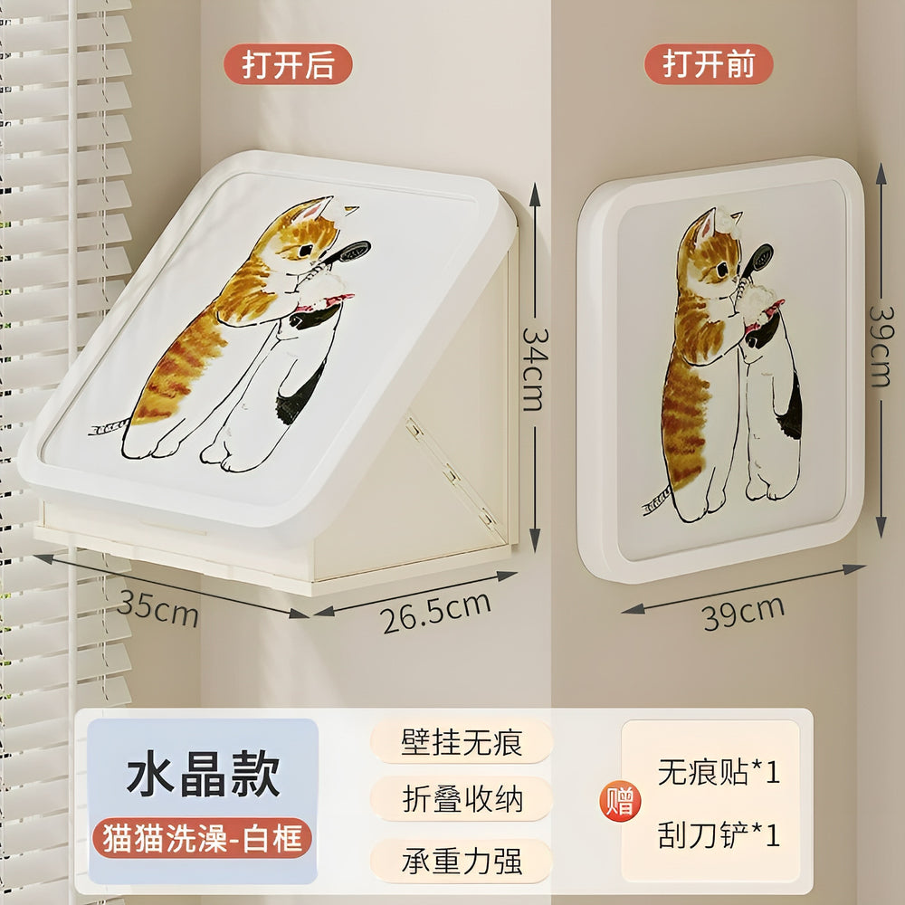 Bathroom mural clothes folding storage box toilet storage rack punch-free bathroom bathroom storage cabinet