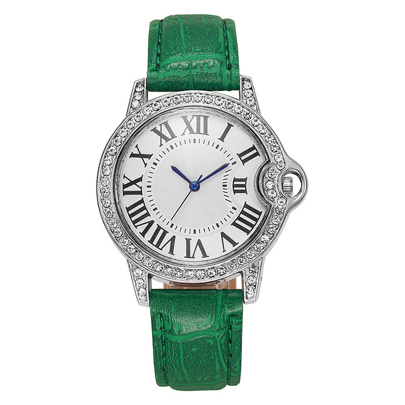 2025 new fashion diamond-studded women's watch with leather strap - quartz wristwatch, direct from manufacturer, ready to ship, dropshipping available