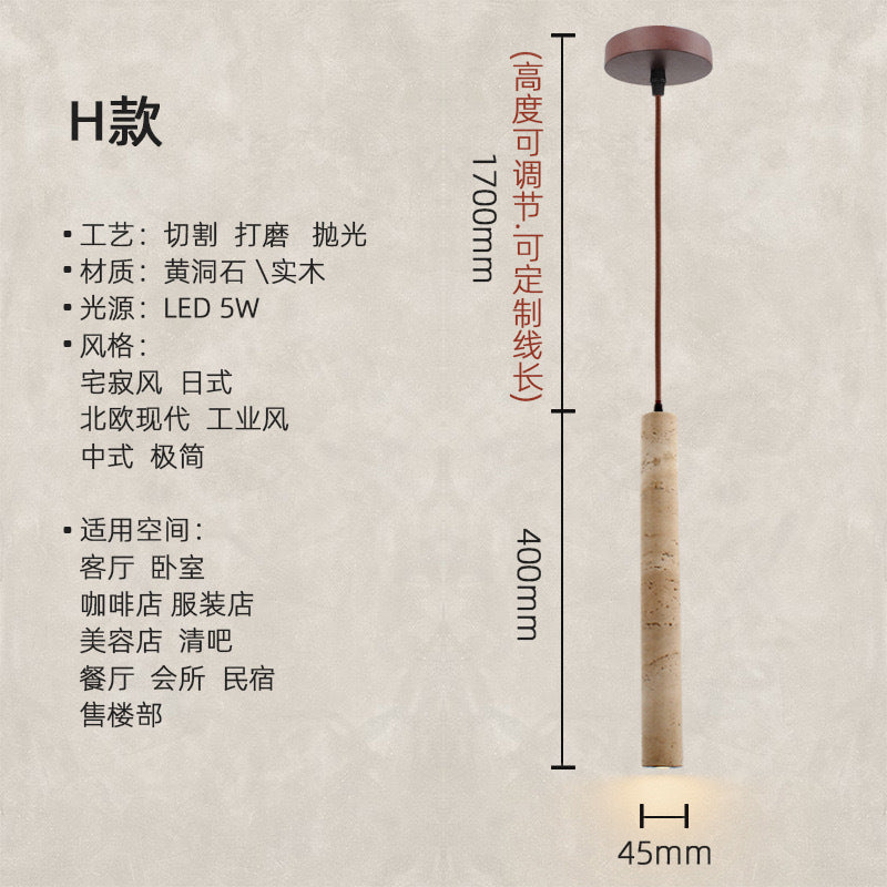 Vintage dining room light Bedroom bedside chandelier Cream wind wabi-sabi wind Bar light Yellow cave stone small decoration minimalist