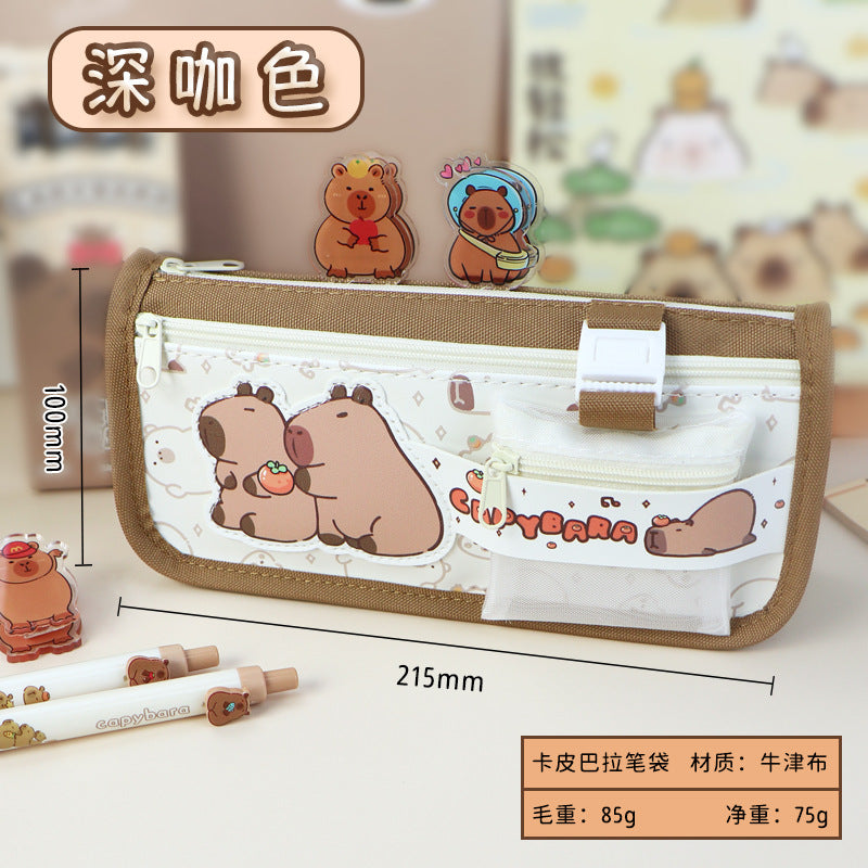 Creative panda pencil case ins wind niche stationery bag simple wind children's stationery box high value cute pencil case