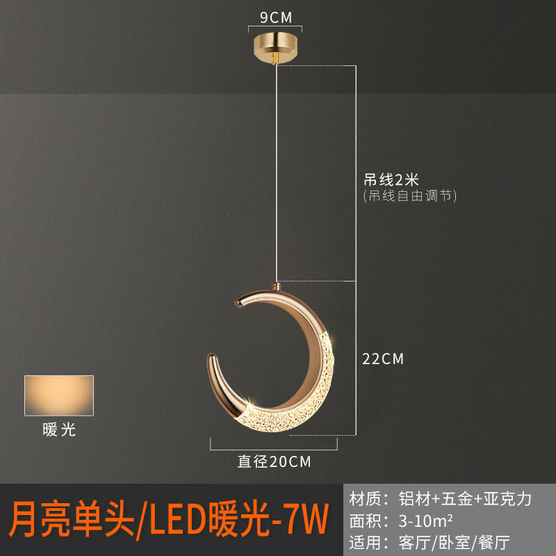 Warm and romantic bedroom new modern simple moon lamps astronaut creative children's room entrance bedside chandelier